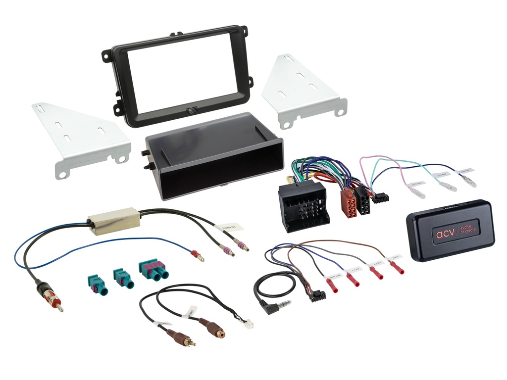 [2-DIN Kit with pocket Skoda/VW black 40Pin i-dapter] 611320-10-5