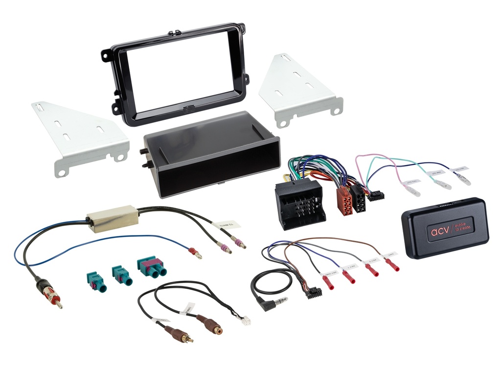 [2-DIN Kit with pocket Skoda/VW piano black 40Pin i-dapter] 611320-10-6