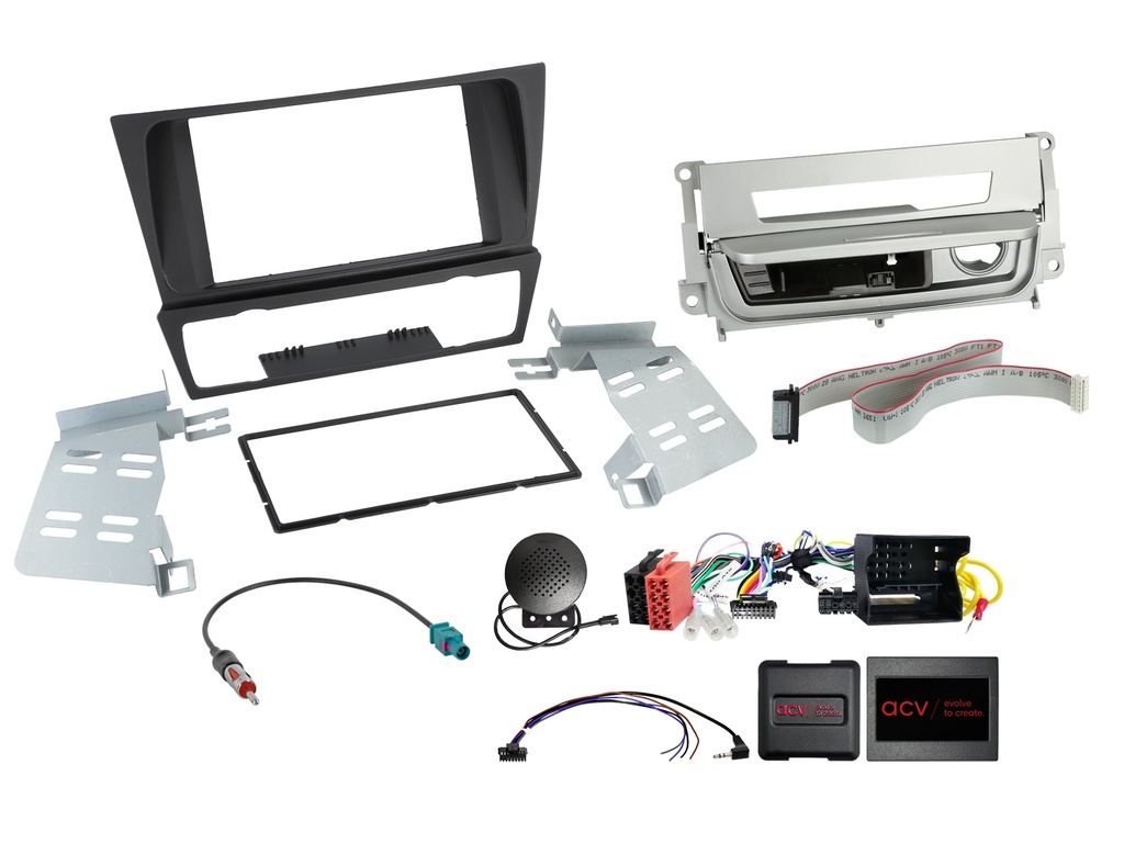 [2-DIN Kit BMW 3series with smoker package silver SWC/antenna] 621023-09-2